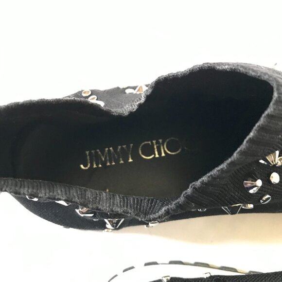 Jimmy Choo Verona Knit Sneakers Shoes Womens 38 8 Black White Slip On Studded - Picture 5 of 13